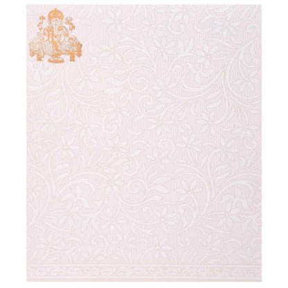 Invitation Card - Classy Gold Ganesha White Flower Wedding Card - KNJG1890