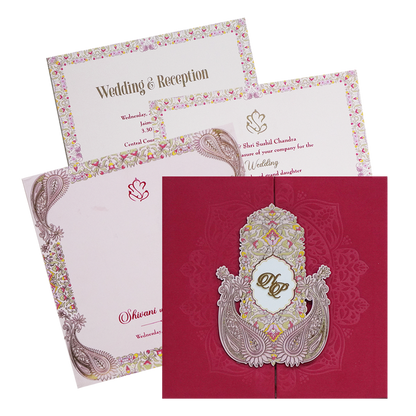 Red Soft Fabric Door Marriage Card Design-King of Cards