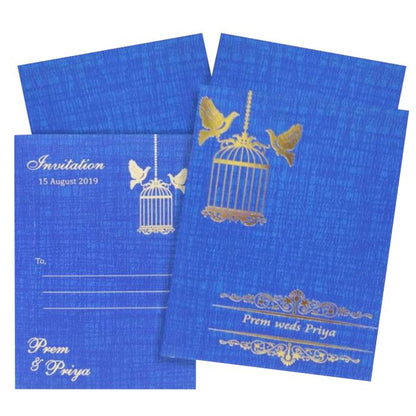 Lovely Bird Cage With Blue Shading Personal Wedding Card - KNKP001B-King of Cards