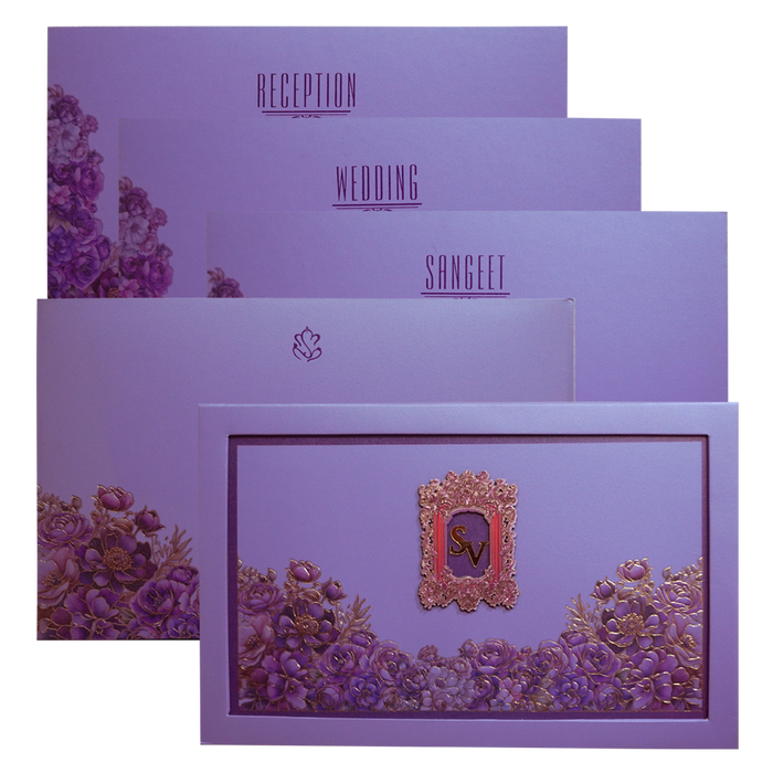 Purple Gold Foiled Floral Invitation Card-King of Cards