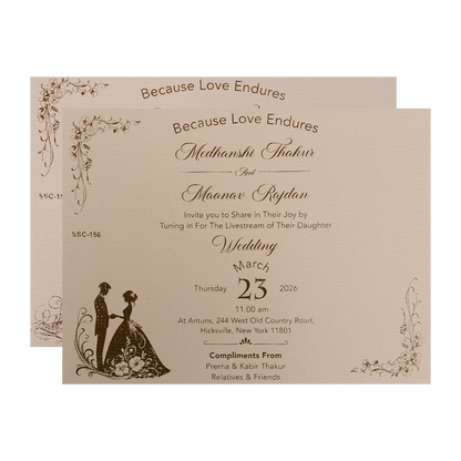 Cream Pink Floral Padded Wedding Card-KSSC1560