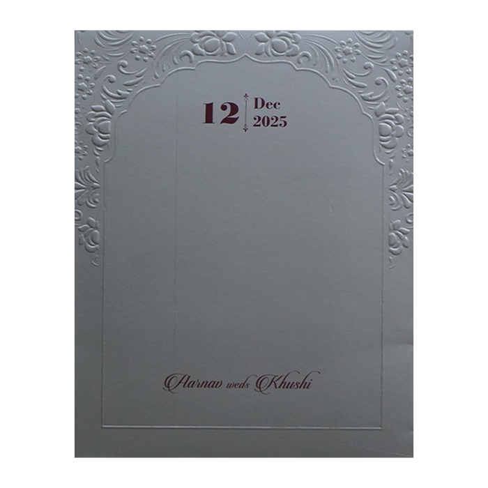 Grey Embossed Floral Wedding Card-King of Cards