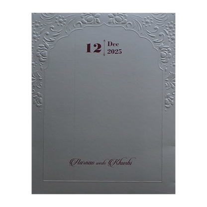 Grey Embossed Floral Wedding Card-King of Cards