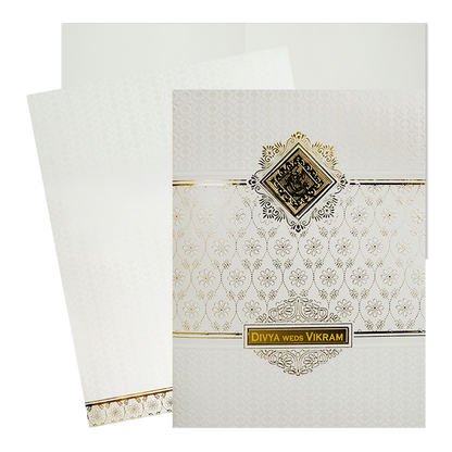Check out classic white&amp;gold floral wedding cards at best price. ?WhatsApp Support ?Express Delivery. | King of Cards.