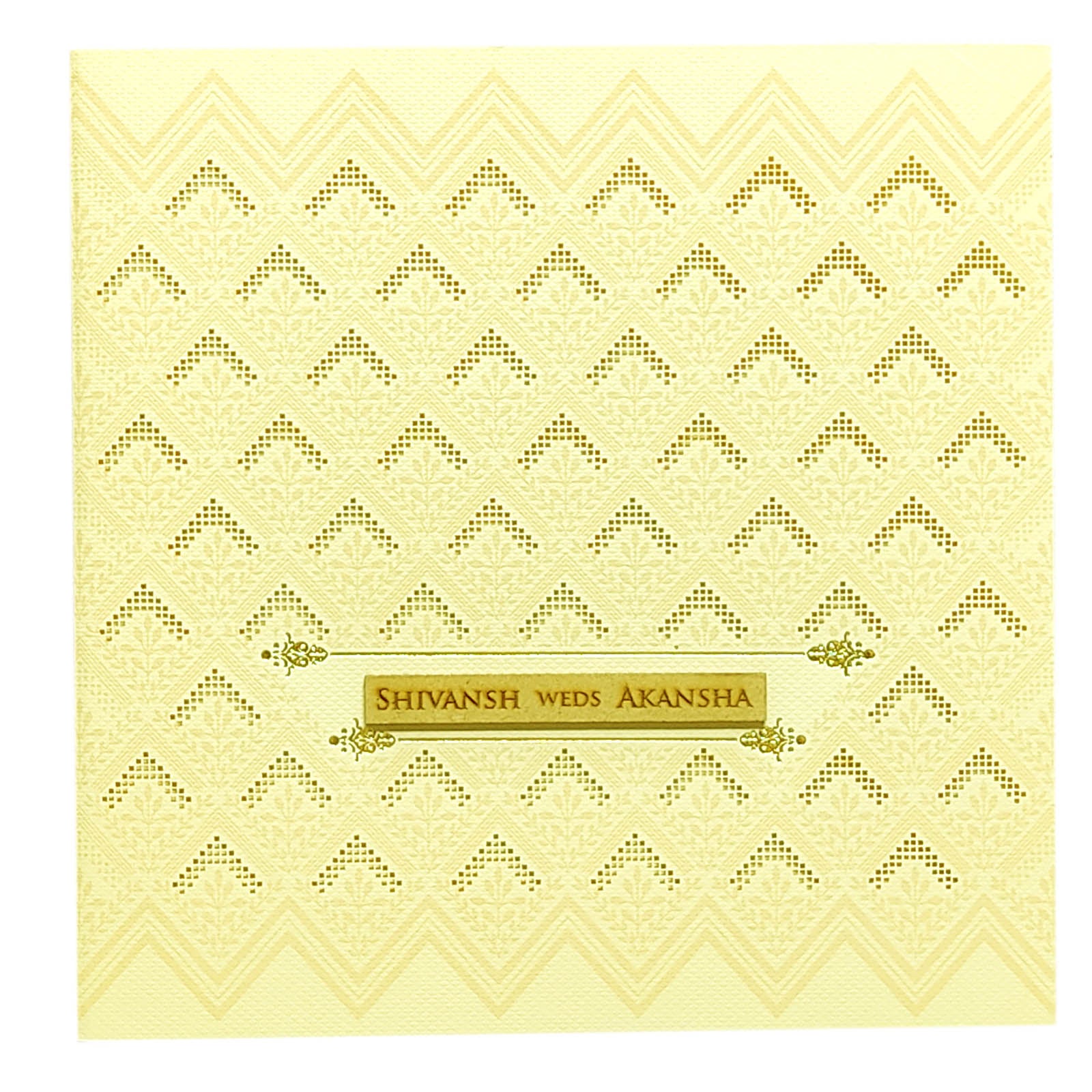Cream Embossed Design Invitation Card-KRC29511