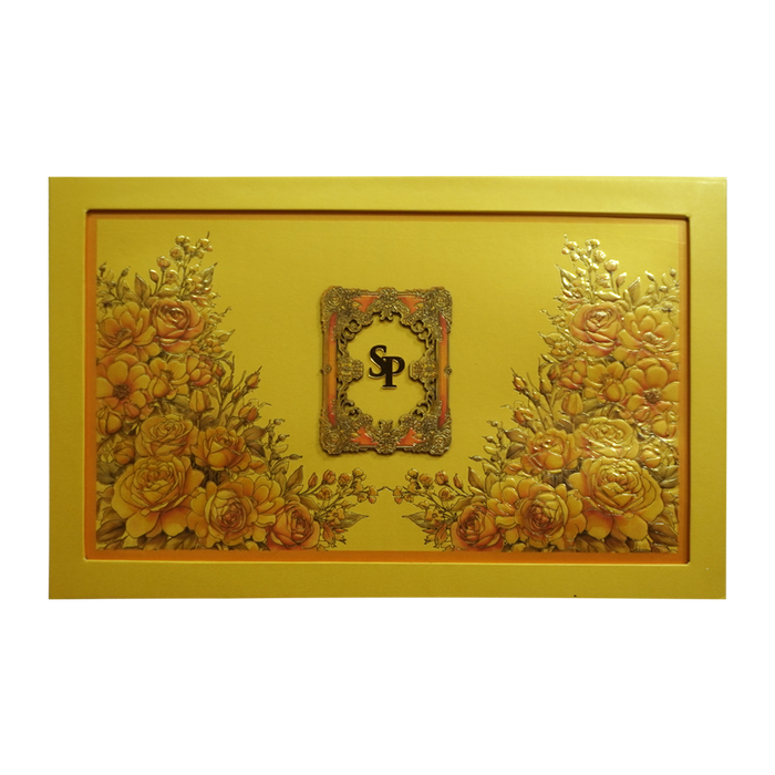 Mustard Padded Floral Invitation Card-King of Cards