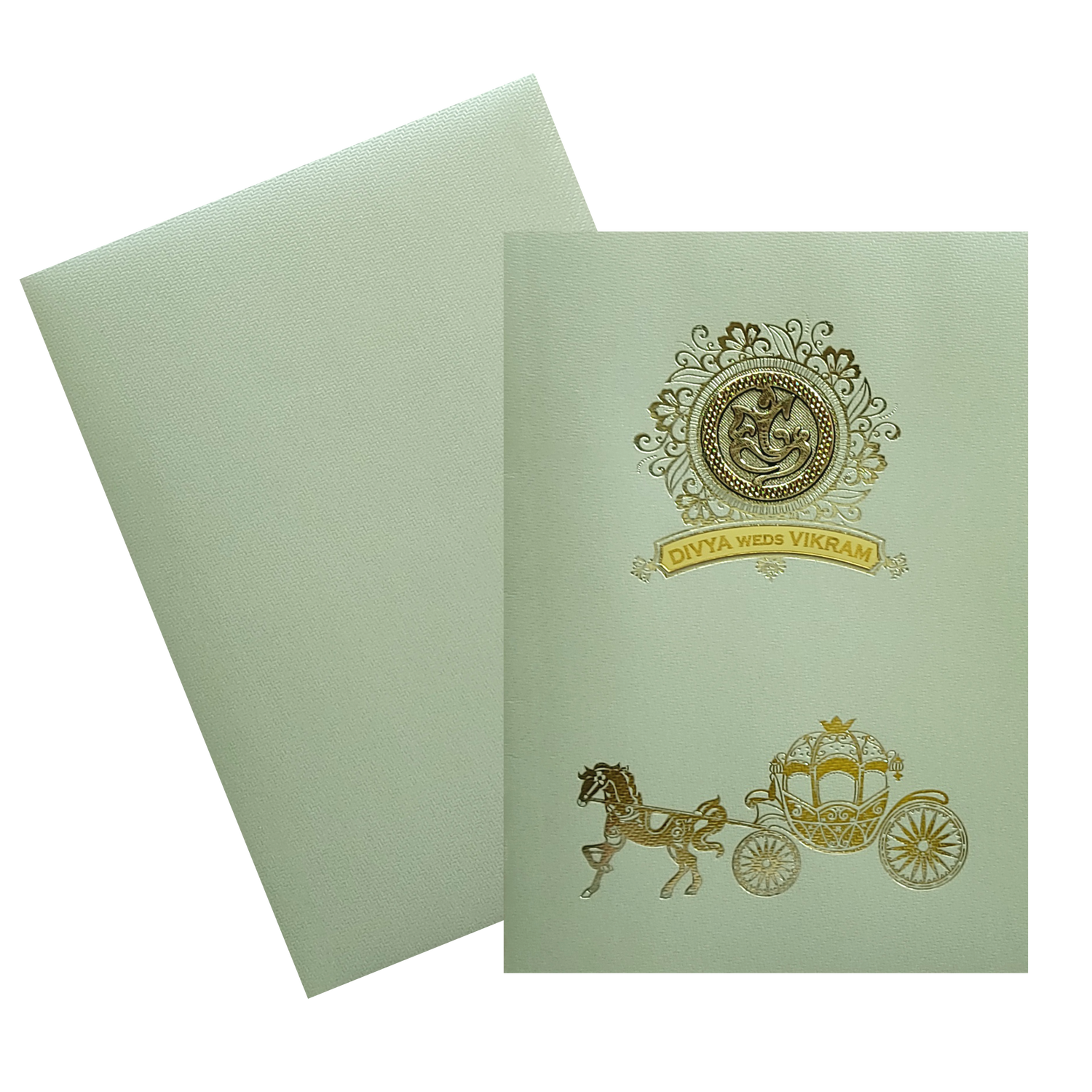 Olive Green Texture Sheet Wedding Card-KNKTGN036