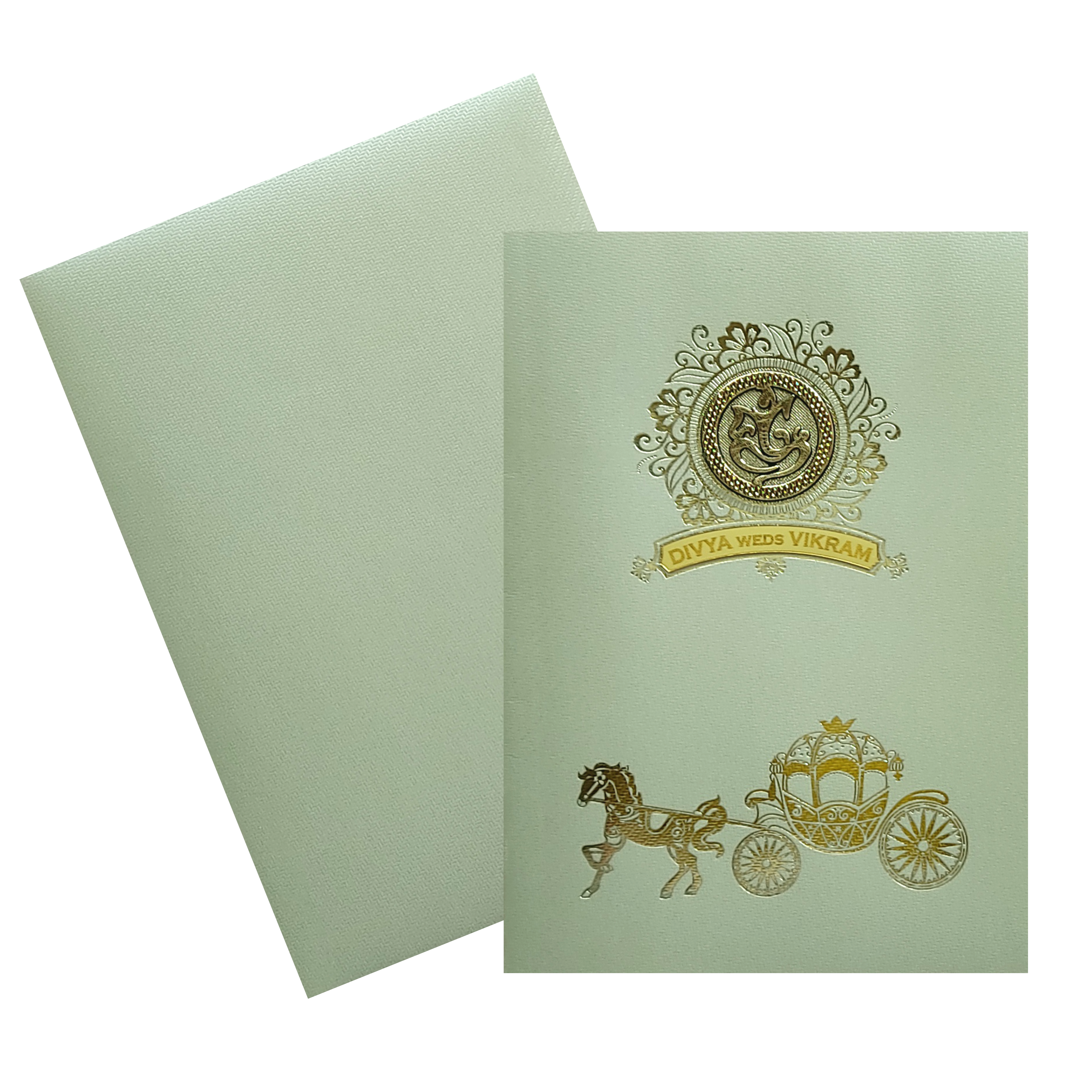 Olive Green Texture Sheet Wedding Card-KNKTGN036