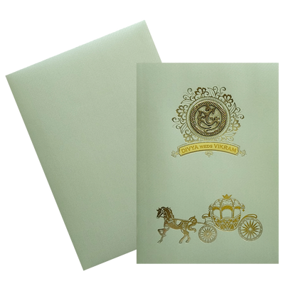 Olive Green Texture Sheet Wedding Card-KNKTGN036