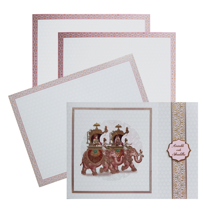 White Door Elephant Wedding Invitation-King of Cards