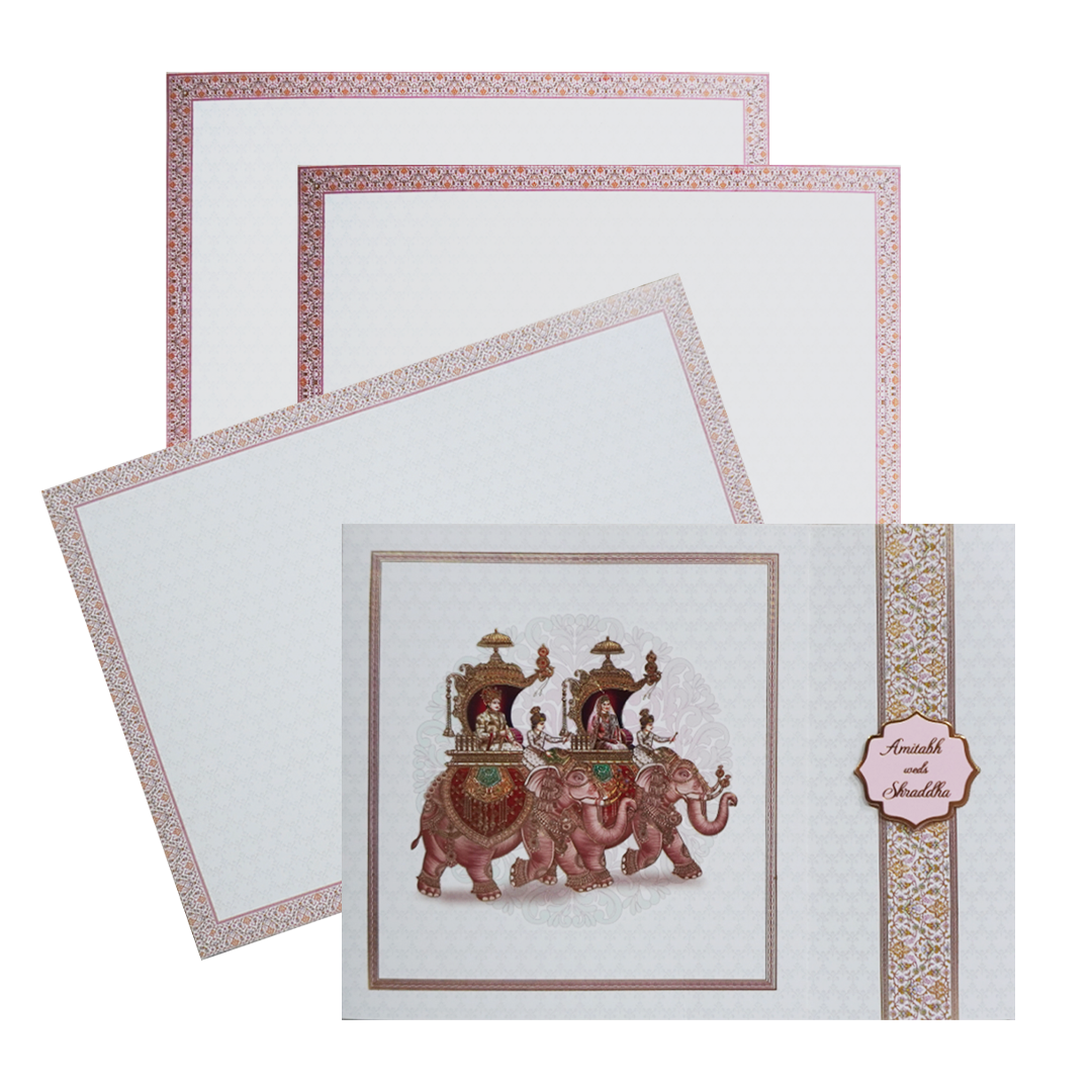 White Door Elephant Wedding Invitation-KAC05090