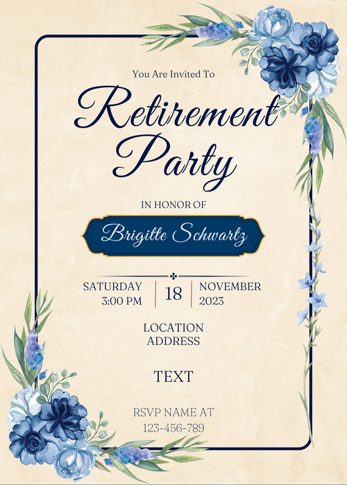 Cream Bloom Retirement Party Invitation-AARTI002