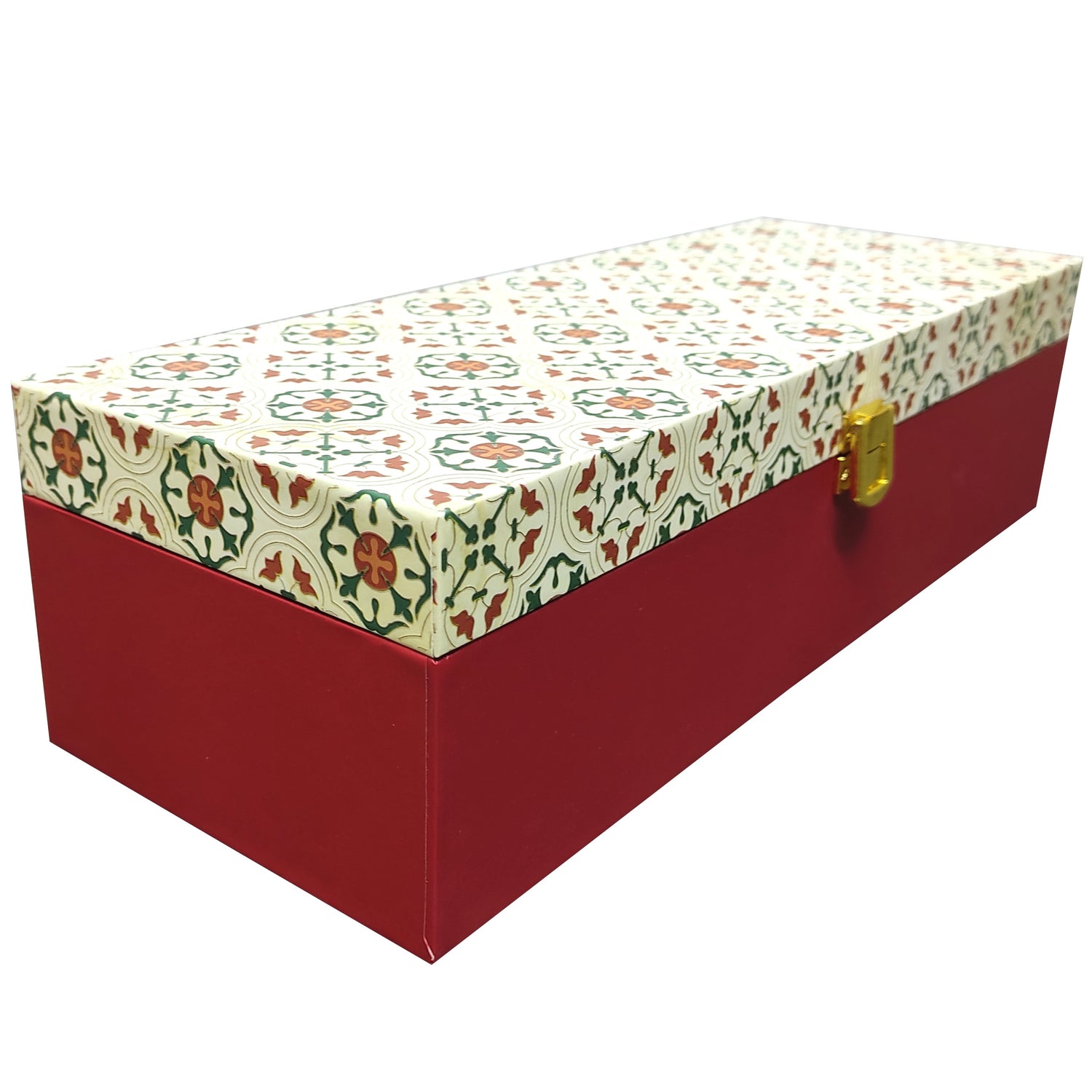 Red Floral Elongated Box Invitation-KBX0205