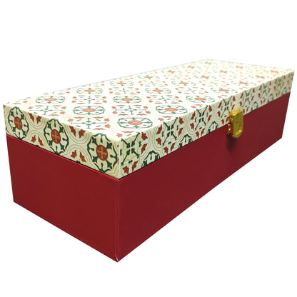 Red Floral Elongated Box Invitation-KBX0205