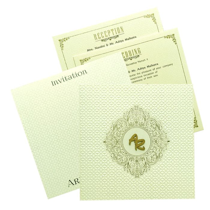 White Embossed Invitation Card-King of Cards
