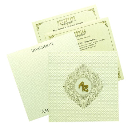 White Embossed Invitation Card-KRC29030