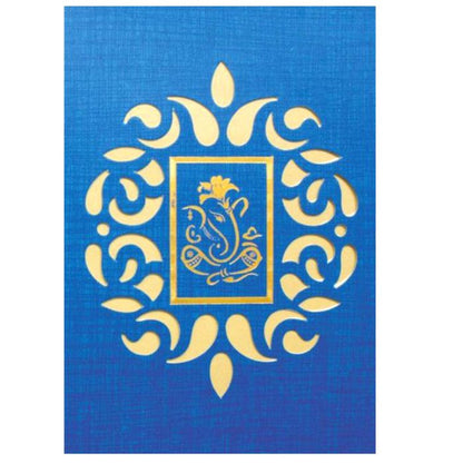 Blue Die Cut Floral Invitation-King of Cards