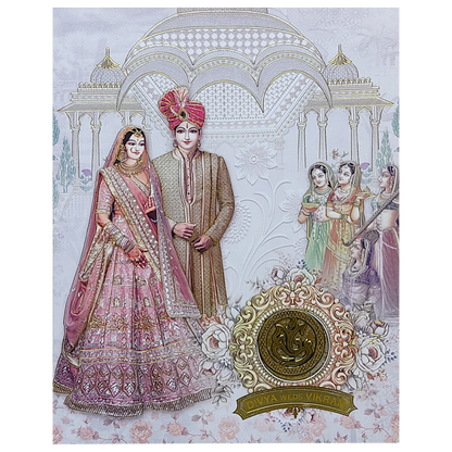 Pink Royal Bride Groom Wedding Card-KNKJ1135