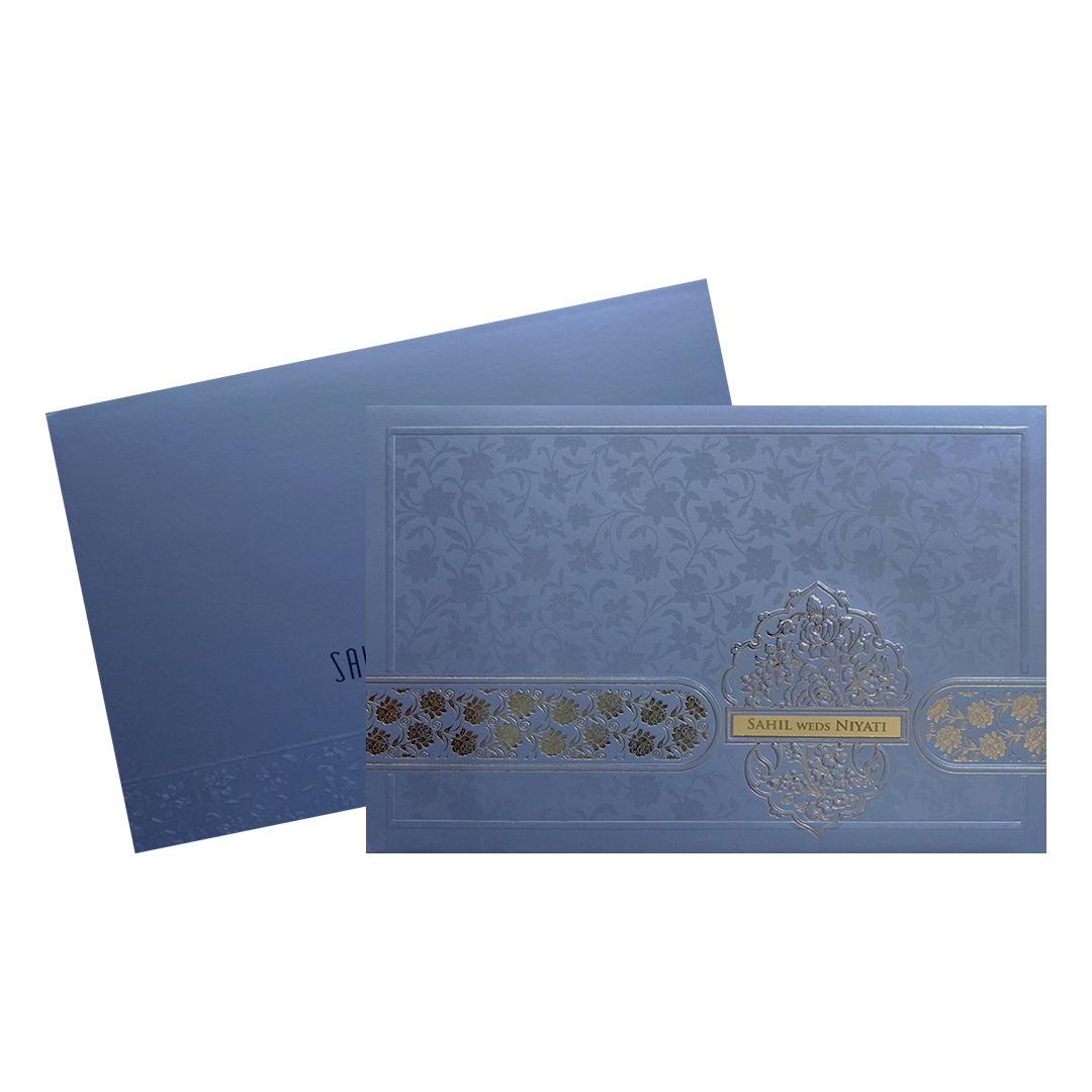 Light Blue Floral Marriage Invitation-KPR09600