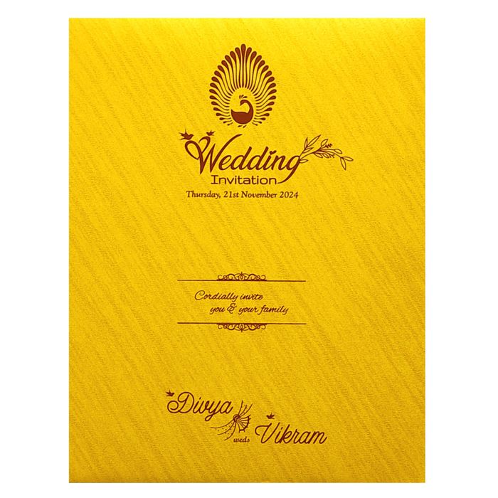 Gold Ganesha Nameplate Wedding Card-King of Cards