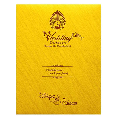 Gold Ganesha Nameplate Wedding Card-King of Cards