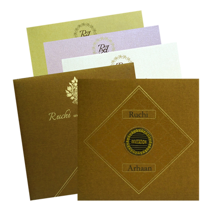 Brown Pattern Wedding Invitation-KRC30141