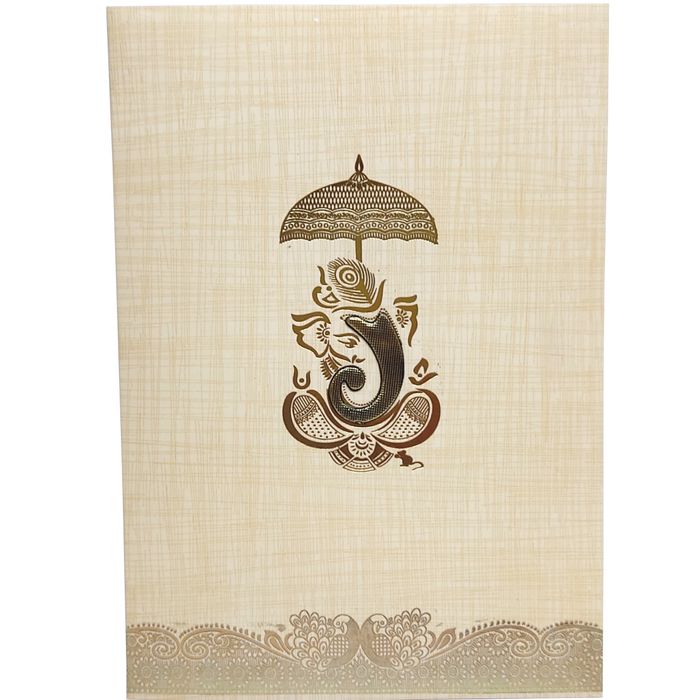 Sandal Metallic Umbrella And Ganesha In Gold Foiling-KNCP25SG-King of Cards