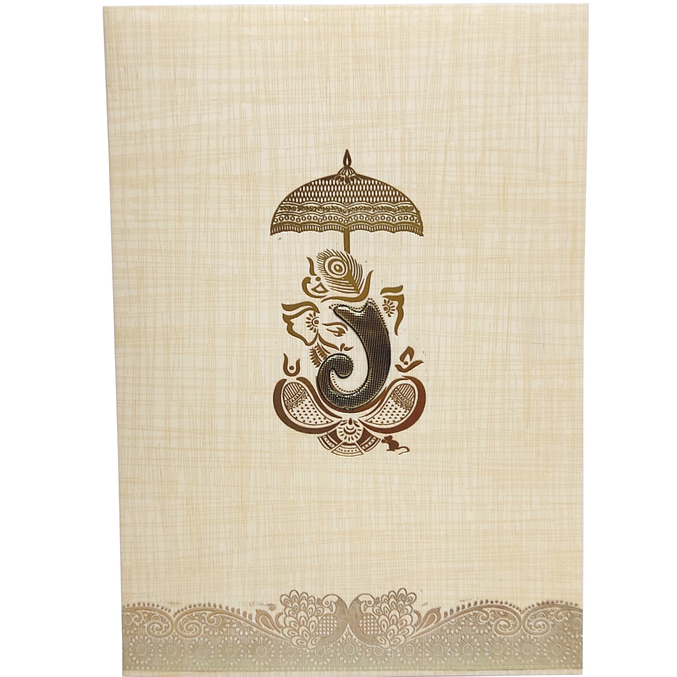 Sandal Metallic Umbrella And Ganesha In Gold Foiling-KNCP25SG