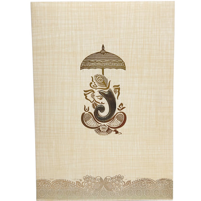 Sandal Metallic Umbrella And Ganesha In Gold Foiling-KNCP25SG