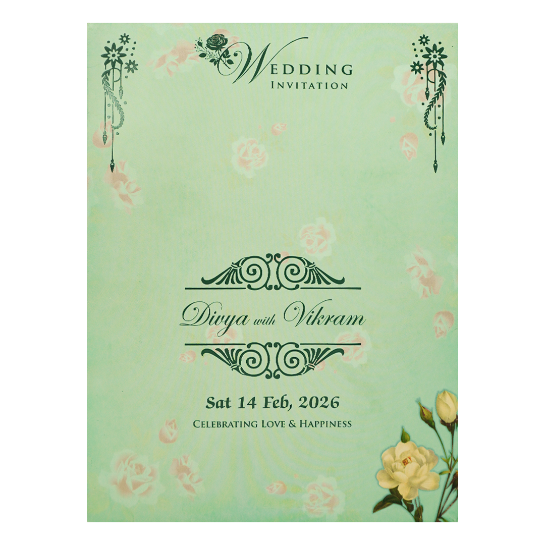 Buy Green Yellow Floral Wedding Card