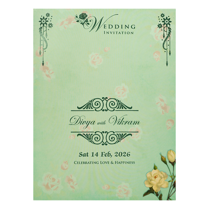 Buy Green Yellow Floral Wedding Card