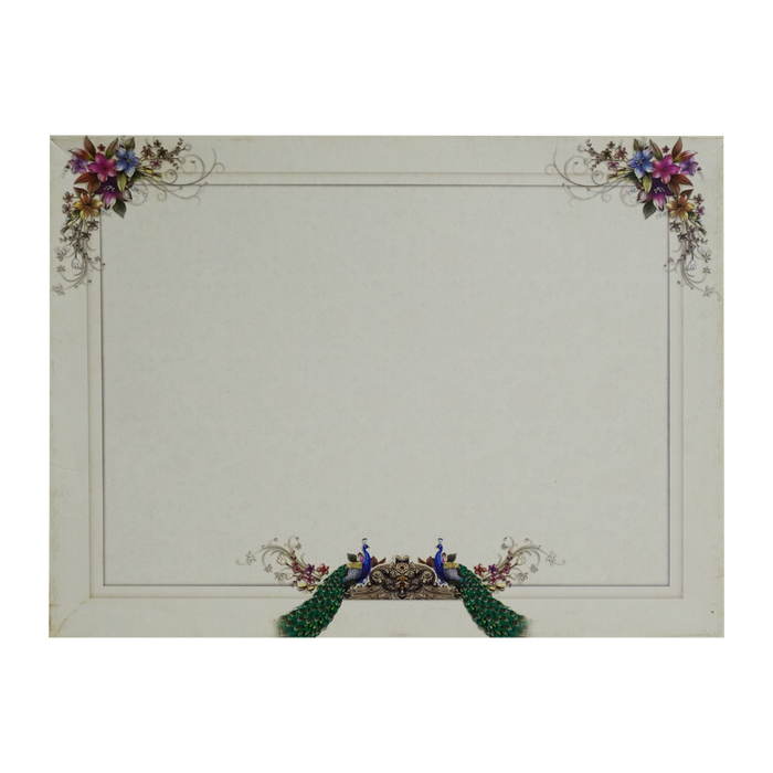 Cream Peacock Floral Invitation Card-King of Cards