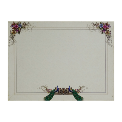Cream Peacock Floral Invitation Card-King of Cards