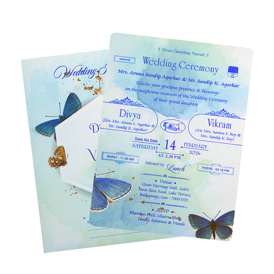 Light Blue Butterfly single sheet card-KNPA413B