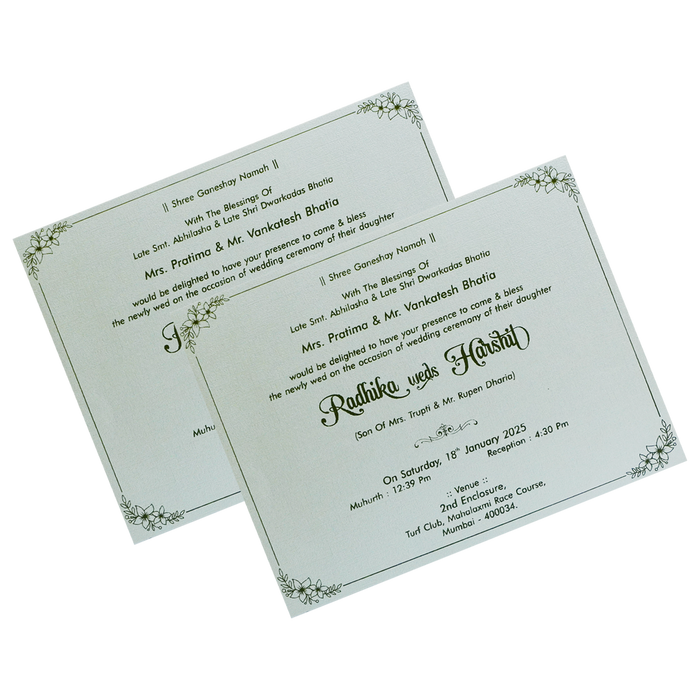 Greyish Green Floral Invitation-King of Cards