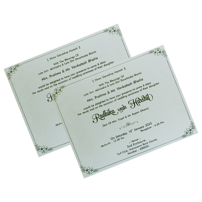 Greyish Green Floral Invitation-King of Cards