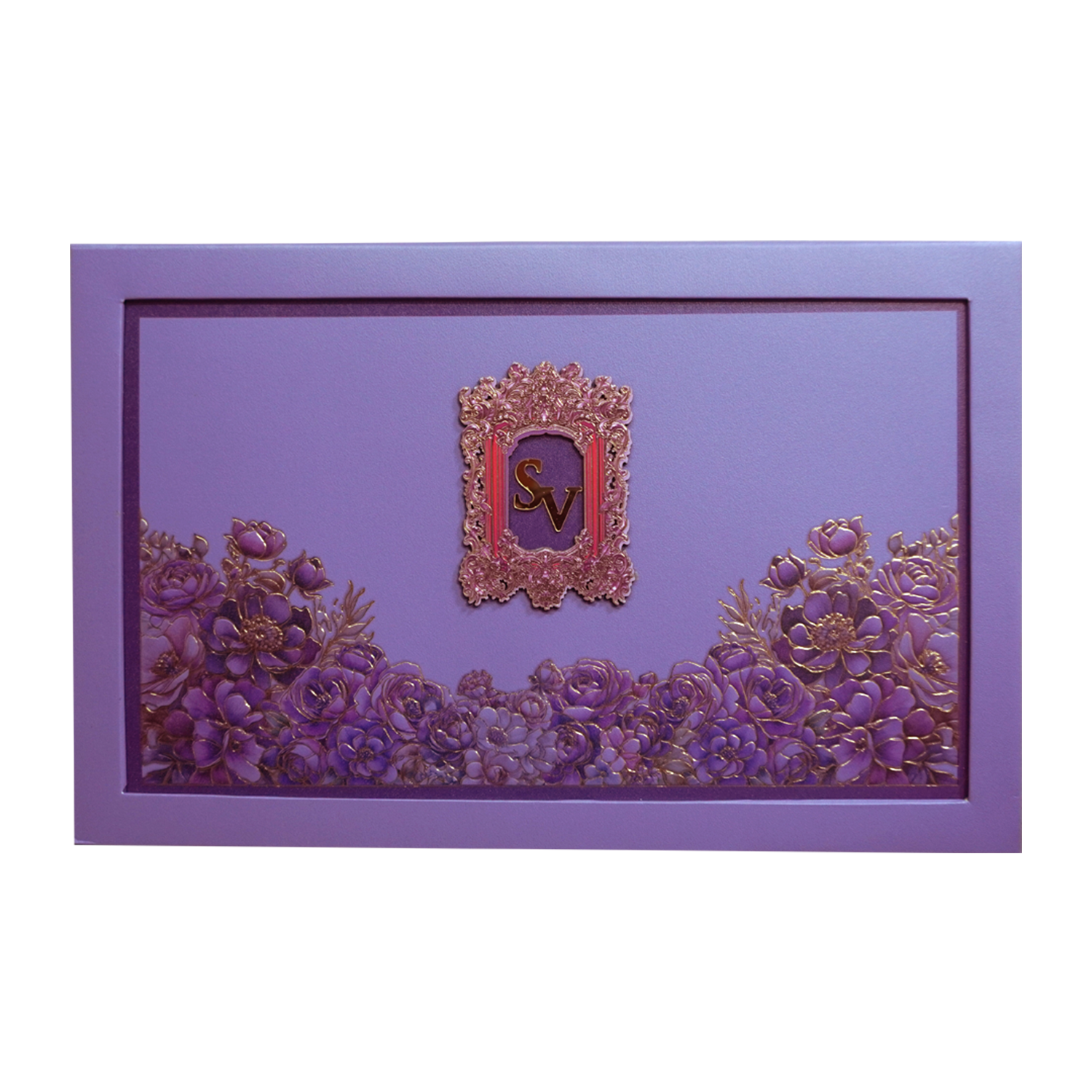 Purple Gold Foiled Floral Invitation Card-KPR24400
