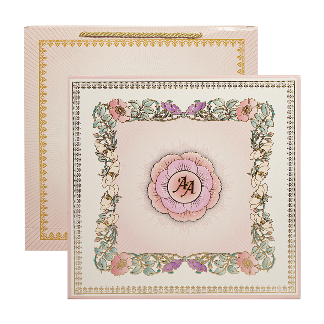 Pink Floral Wedding Invitation Box-KMMEX8350