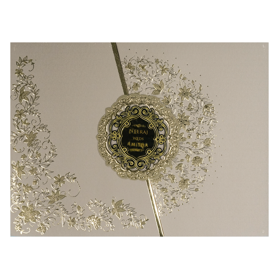 Check out Pink Gold Floral Padded Wedding Card at best price. ✅WhatsApp Support ✅Express Delivery.|King of cards.