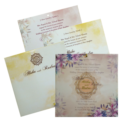 Pastel Floral Tracing Sheet Wedding Invitation-King of Cards