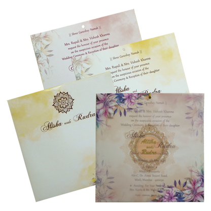 Make your event special with our exclusive Pastel Floral Tracing Sheet Wedding Invitation. Shop now! ?WhatsApp Support ?Express Delivery.