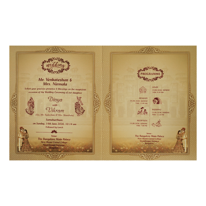 Gold Couple Bag Style Wedding Card-KNAS3104