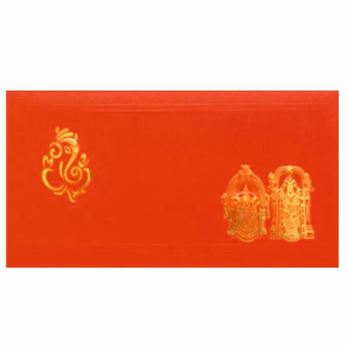 Beautiful Orange Color Ganesha Wedding Card-King of Cards