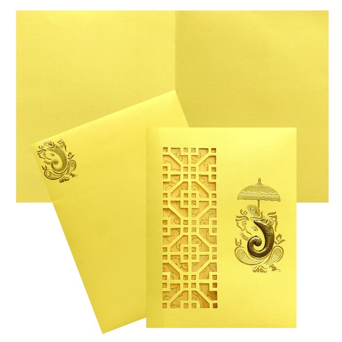 Gold Laser Cut Ganesha Invitation Card-King of Cards