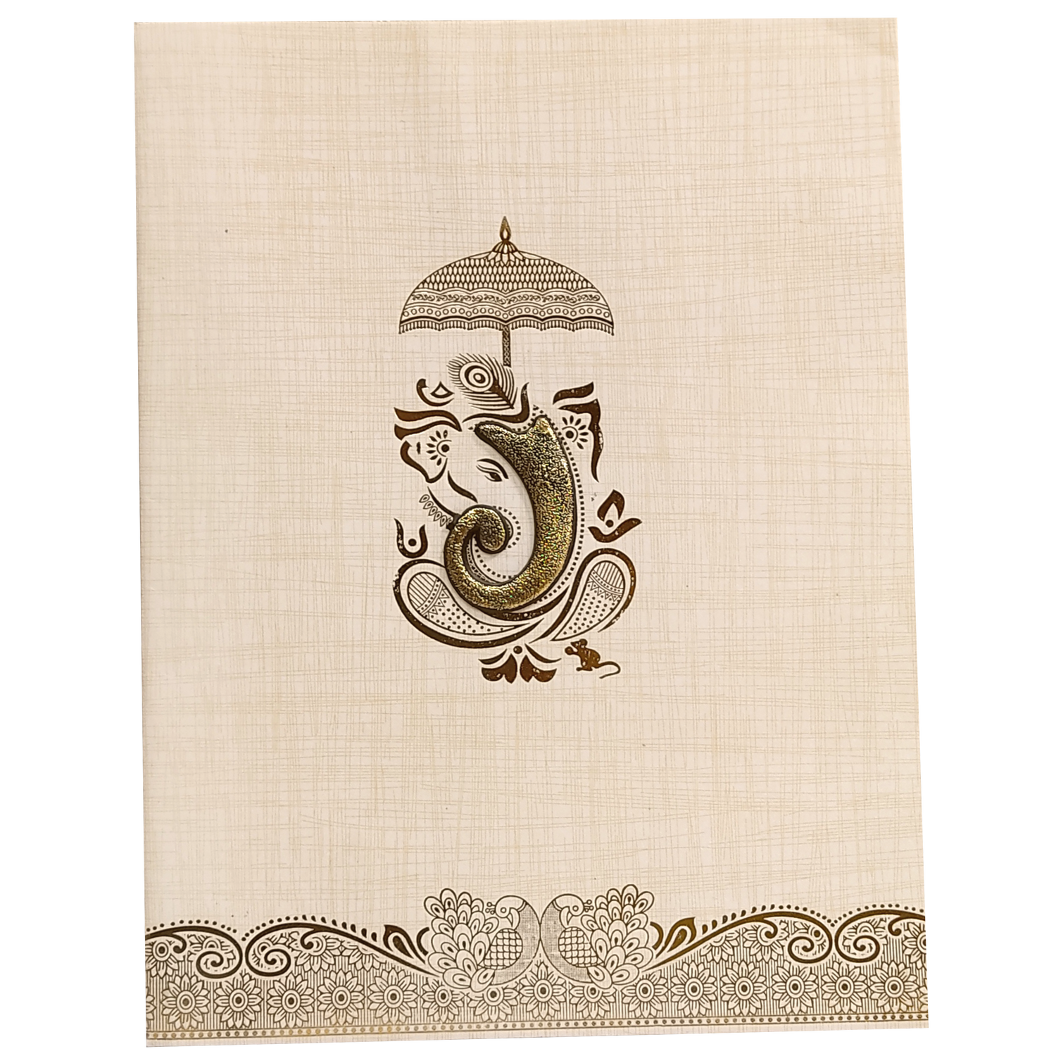 Sandal Metallic Invitation Card With A Floral Touch-KNK50162