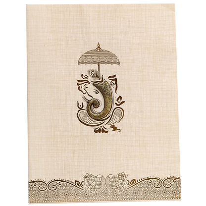 Sandal Metallic Invitation Card With A Floral Touch-KNK50162