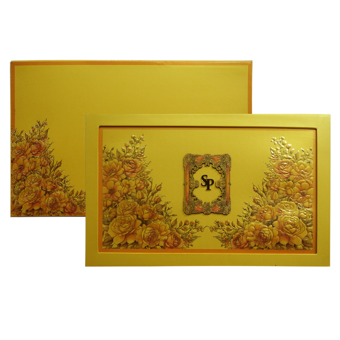 Mustard Padded Floral Invitation Card-King of Cards