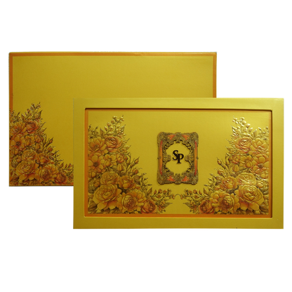 Mustard Padded Floral Invitation Card-King of Cards