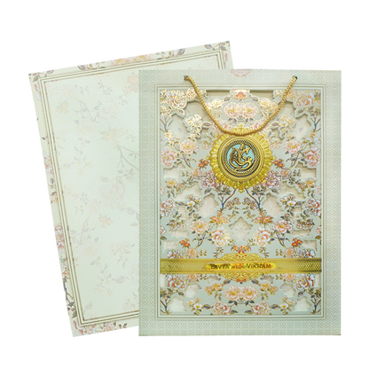 Floral Green Wedding Card-KNAS3101